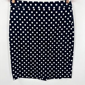 J.Crew Straight & Pencil Skirt Womens 2 Black Polka Dot High Waisted Back Zipper